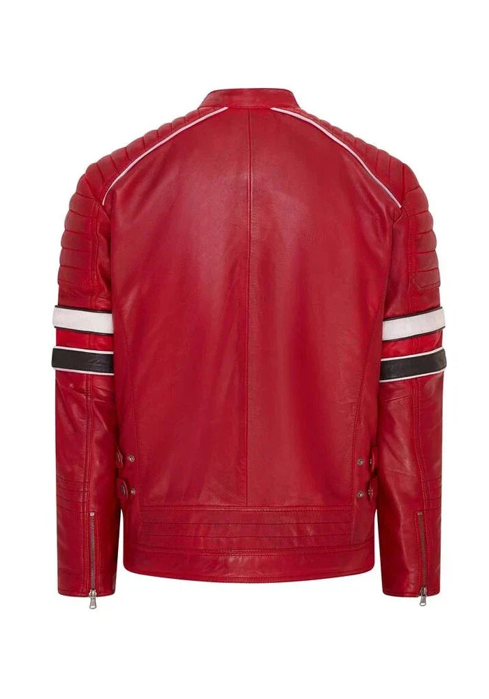 Men's Red Biker Jacket Cowhide Leather | Premium Quality | Buy With Confidence