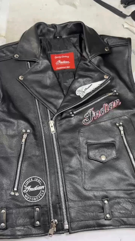 Men's Black Genuine Leather Biker Vest – Classic Cruiser Motorcycle Club Style