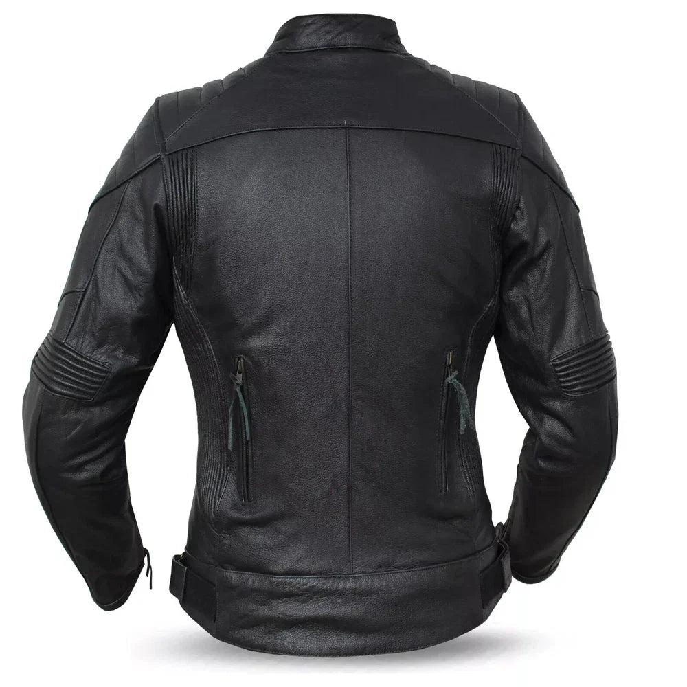TREVA Ladies Leather Motorbike Protection Jacket - Women's Motorcycle Gear