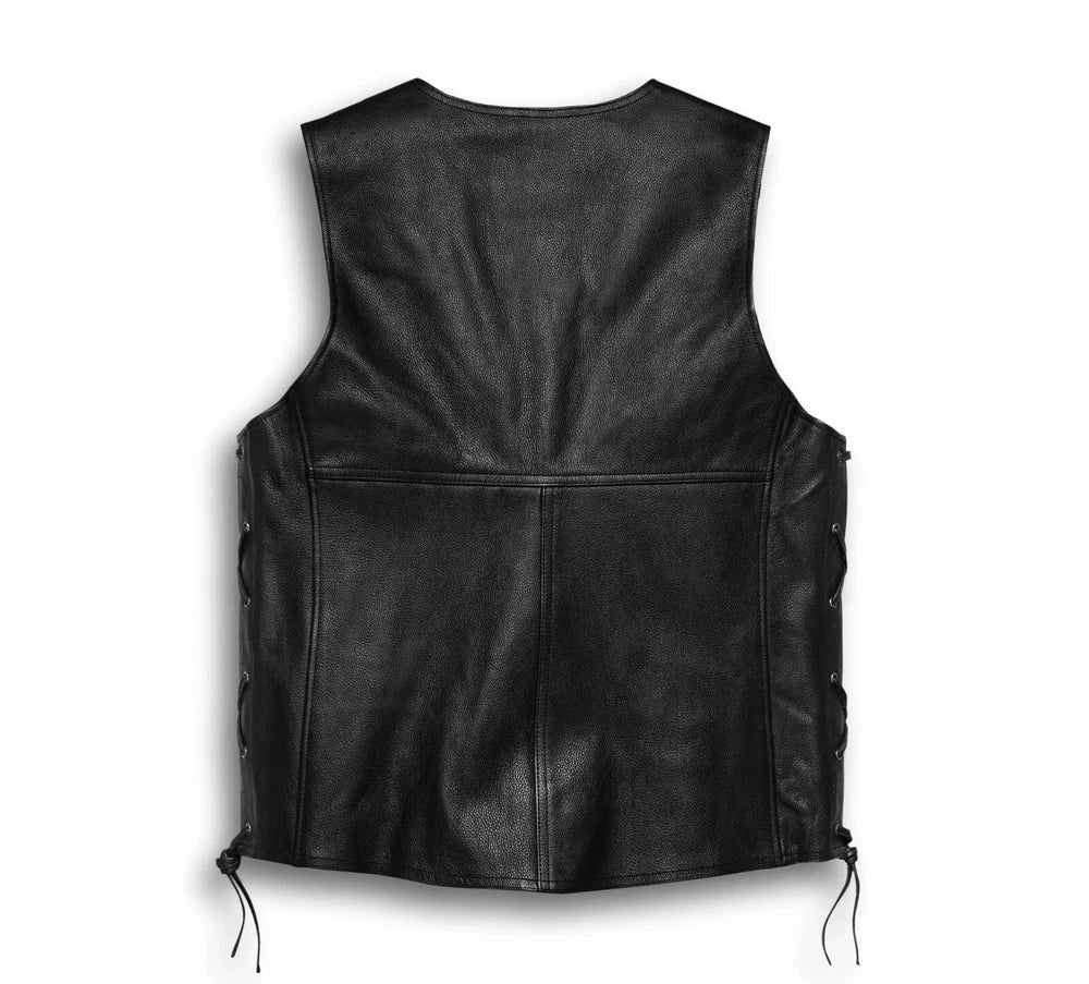 Men's 100% Real Leather Motorcycle vest | Men's Tradition Leather Vest