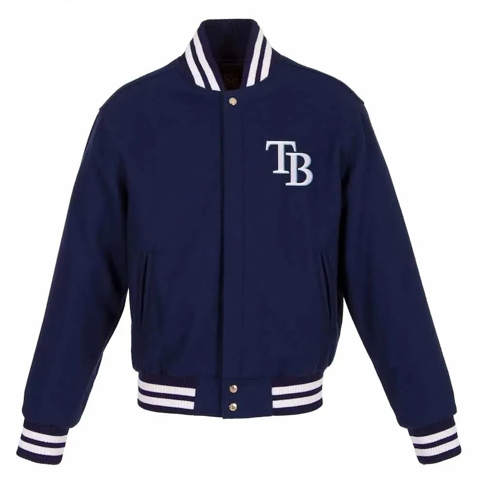 Tampa Bay Rays One Color Navy Wool Varsity Jacket