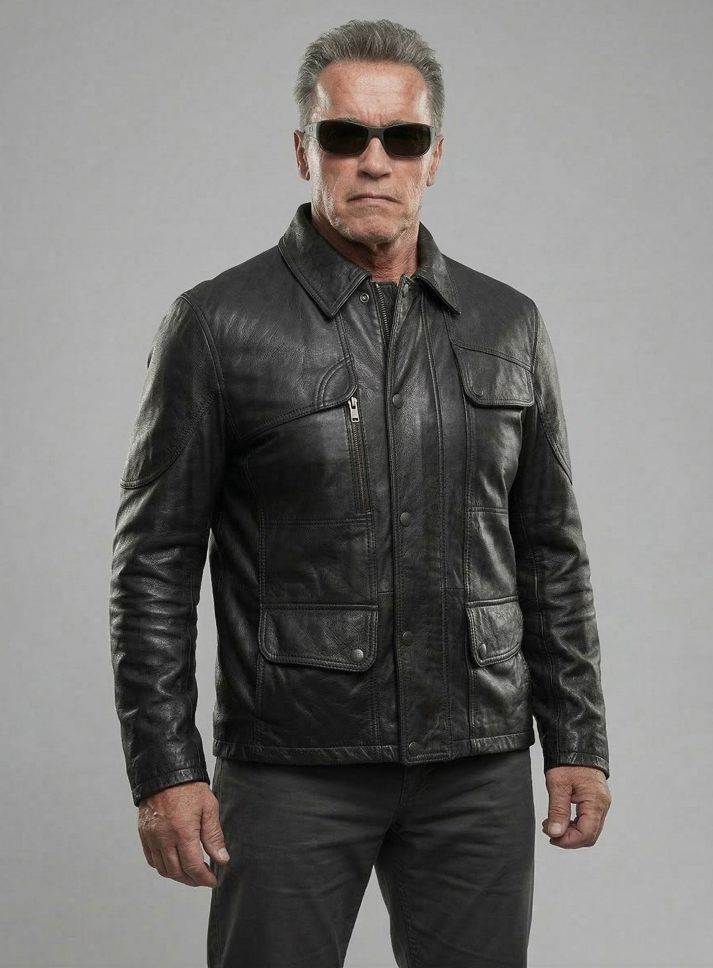 Terminator Genisys Arnold Schwarzenegger Leather Jacket