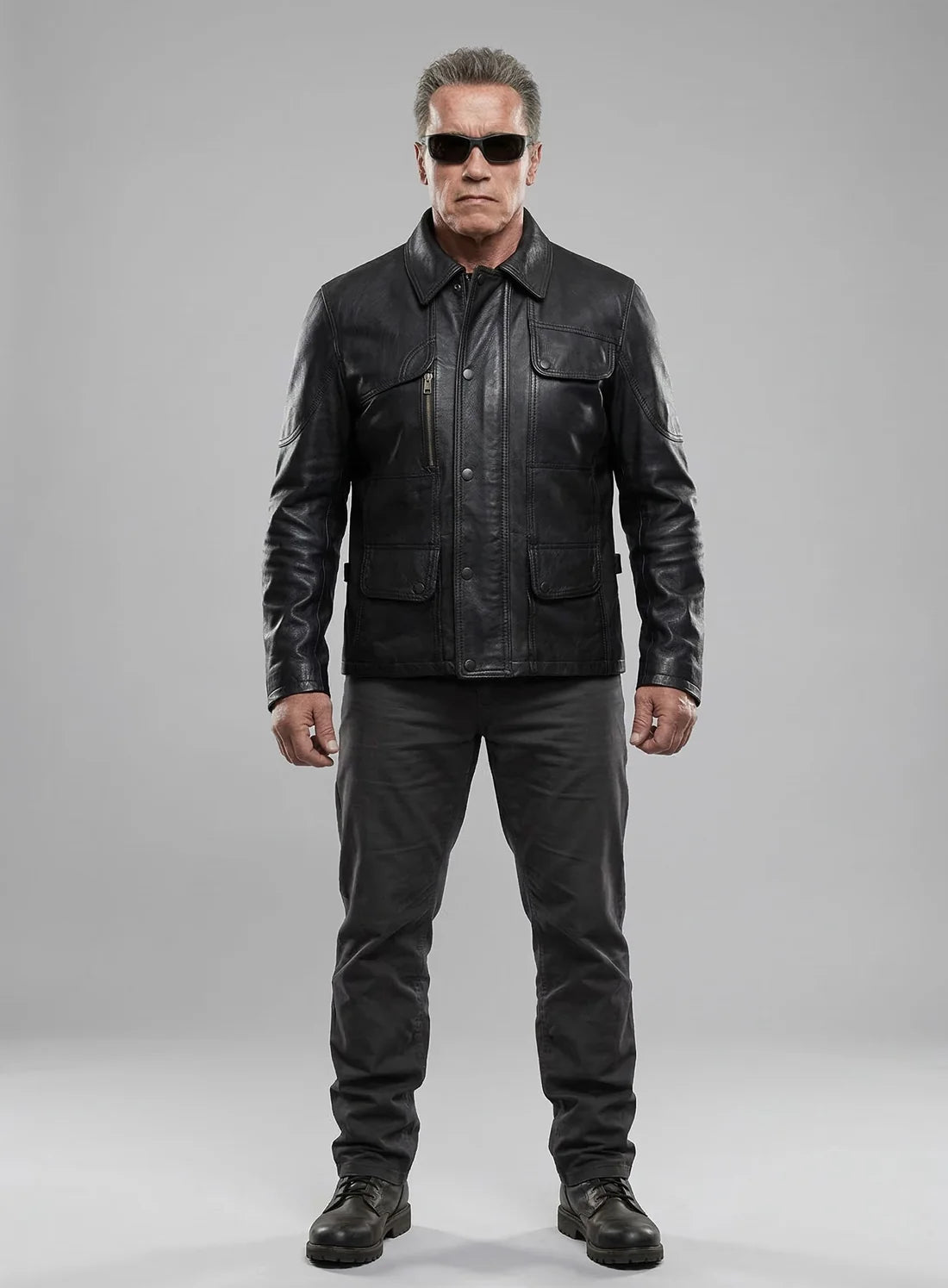 Terminator Genisys Arnold Schwarzenegger Leather Jacket