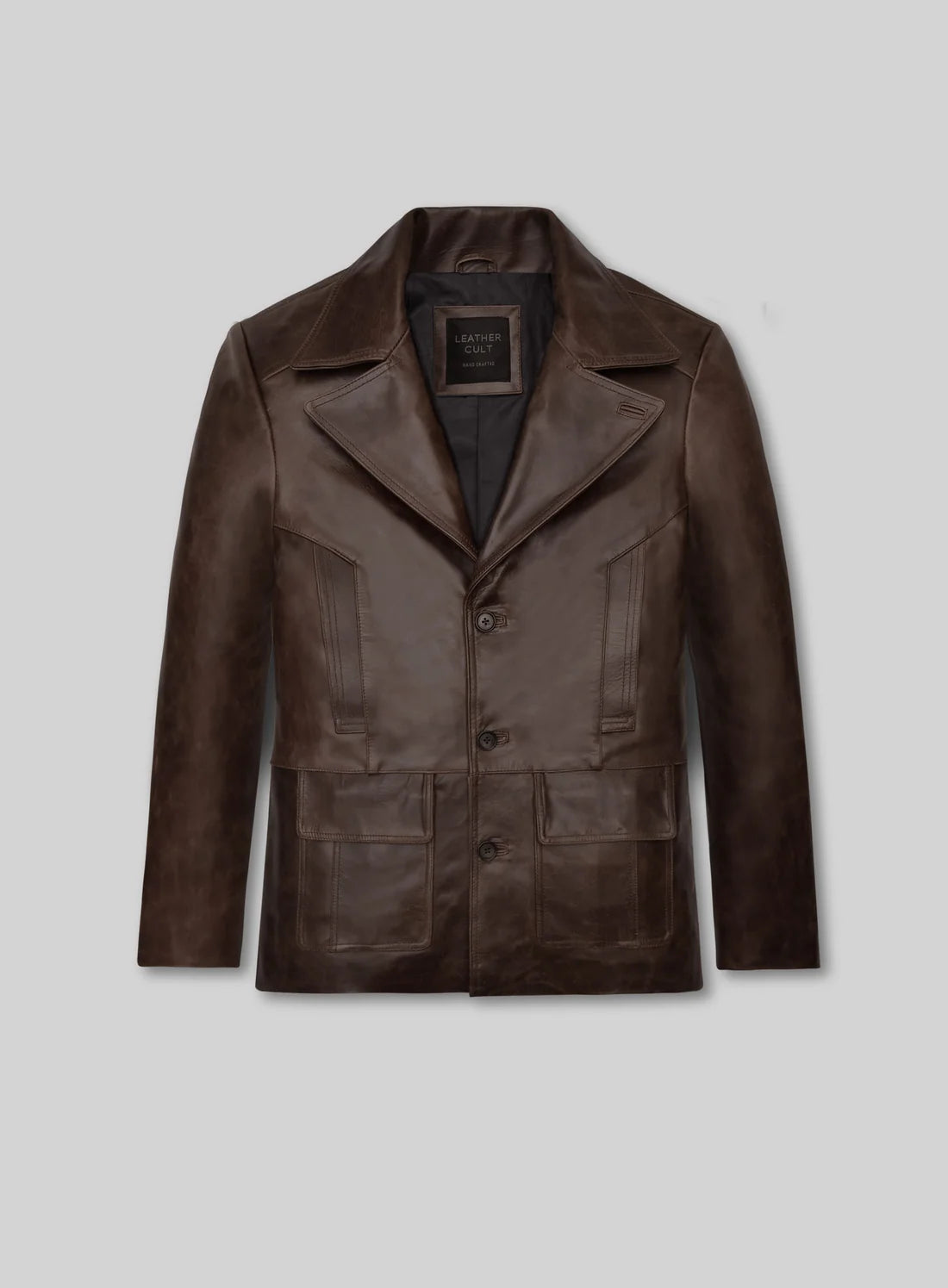 Thick Dark Espresso Johnny Depp Donnie Brasco Leather Blazer