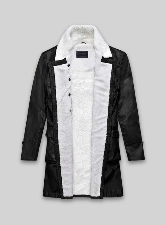 Thick Goat Black Washed & Wax Tom Hardy Leather Coat