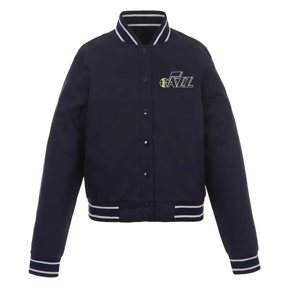 Utah Jazz One Color Navy Polyester Varsity Jacket