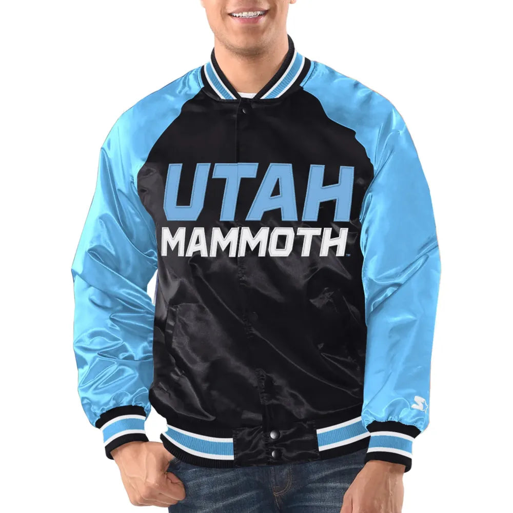 Utah Mammoth Inductee Black/Blue Polyester Varsity Jacket