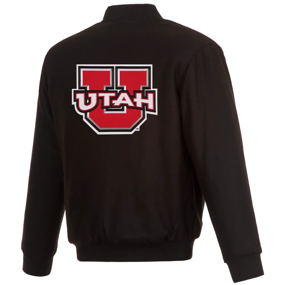 Utah Utes One Color Full Wool Black Varsity Jacket