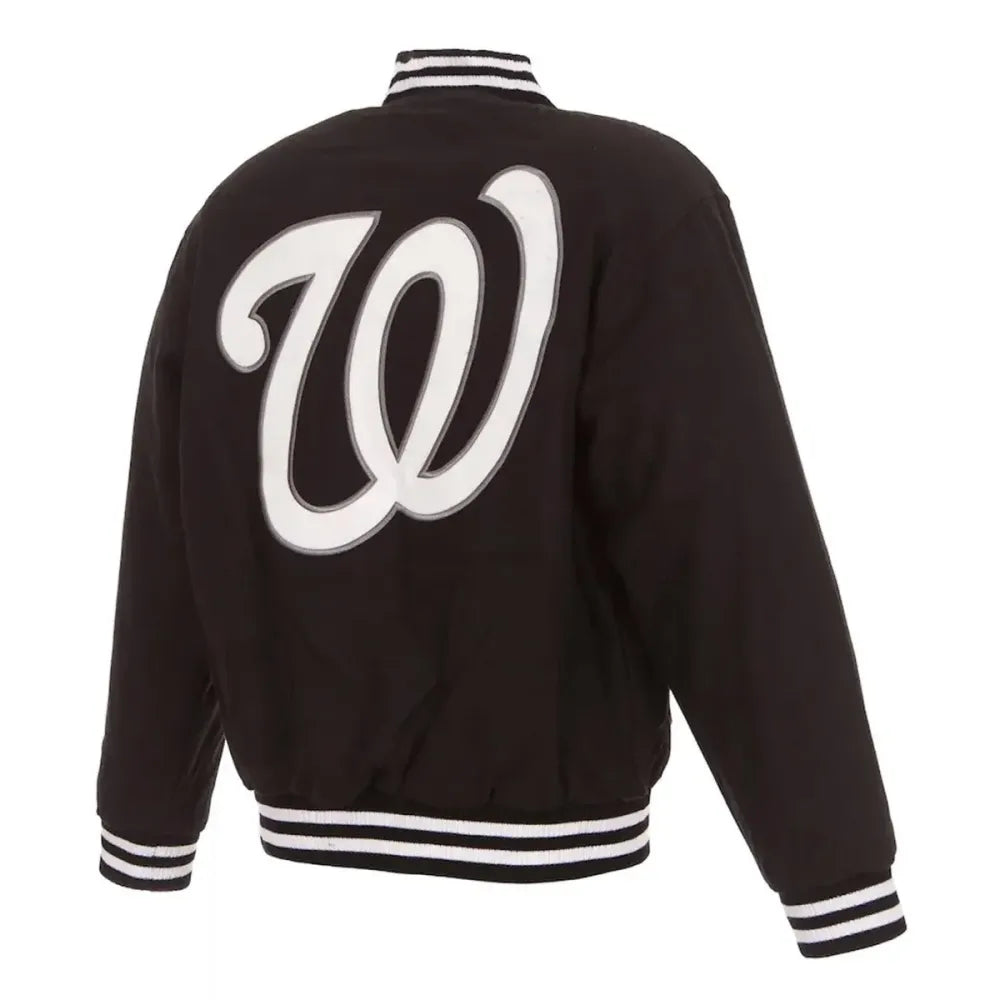 Washington Nationals One Color Full Wool Black Varsity Jacket