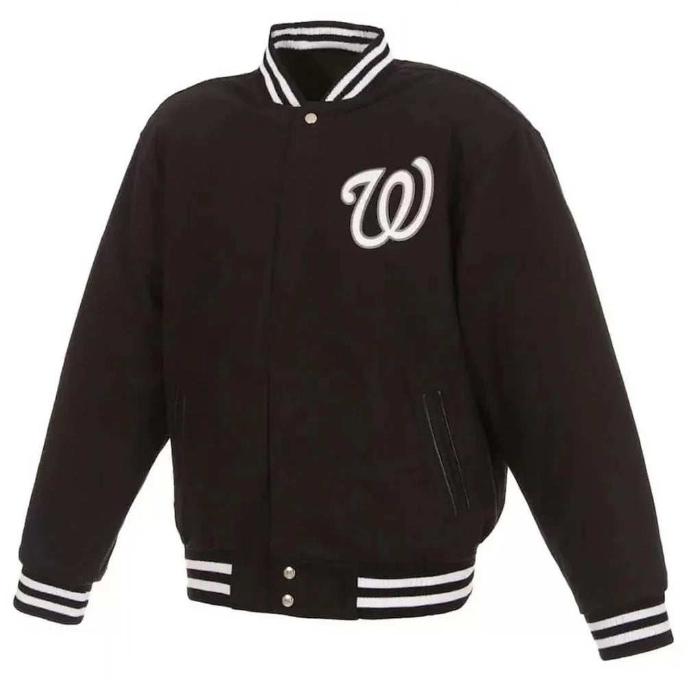 Washington Nationals One Color Full Wool Black Varsity Jacket