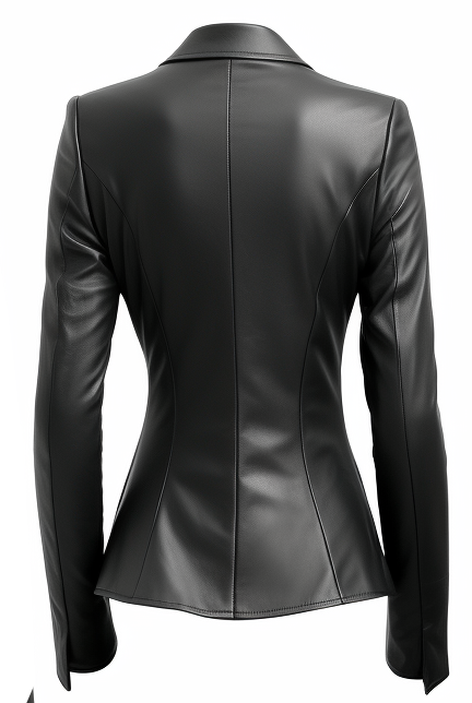Women’s Black Leather Slim Fit Coat – Elegant &amp; Tailored