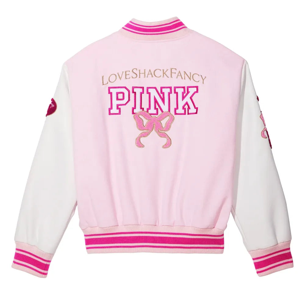 Loveshackfancy x Pink Reissued Boyfriend Varsity Jacket