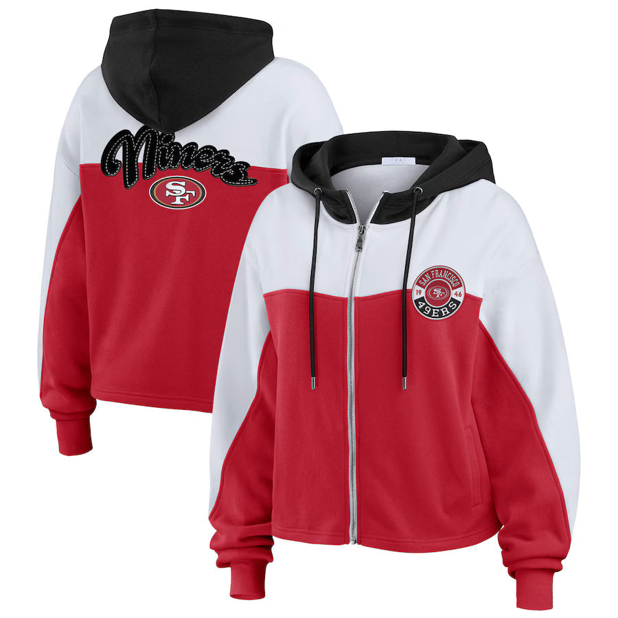 Erin Andrews San Francisco 49ers Color Block Full-Zip Hoodie - Recreated Inspired Edition