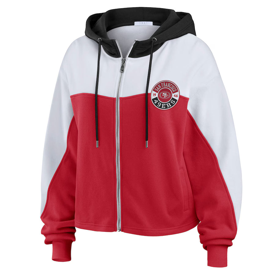 Erin Andrews San Francisco 49ers Color Block Full-Zip Hoodie - Recreated Inspired Edition