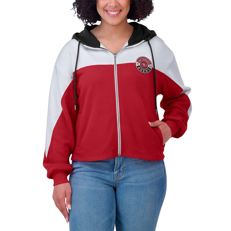 Erin Andrews San Francisco 49ers Color Block Full-Zip Hoodie - Recreated Inspired Edition